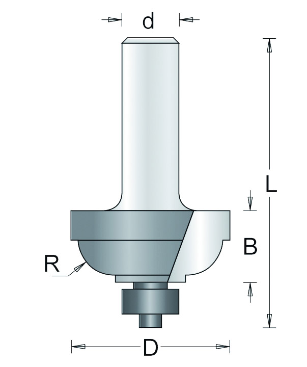 96-6 HM Profielfrees met Onderlager R=7,9 d=6